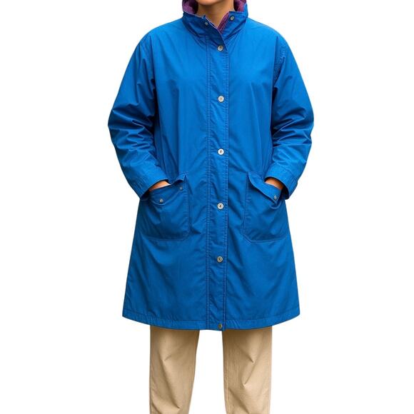 Vintage 80s–90s LL Bean Blue-Green Winter Coat Flannel Lined Women’s M-L - Picture 1 of 17